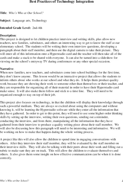 Who's Who at Our School Lesson Plan