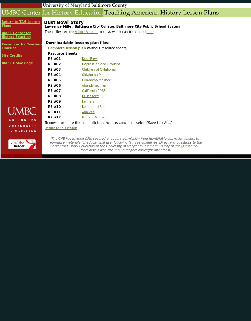 Dust Bowl Story Lesson Plan