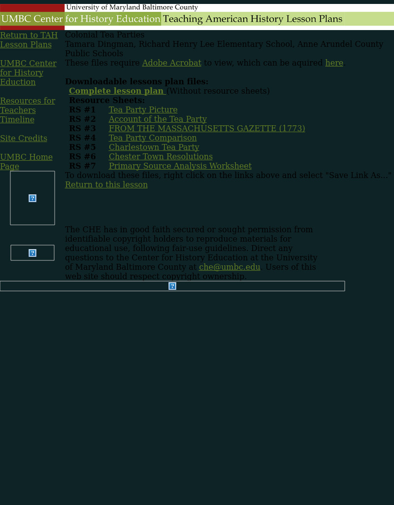 Colonial Tea Parties Lesson Plan