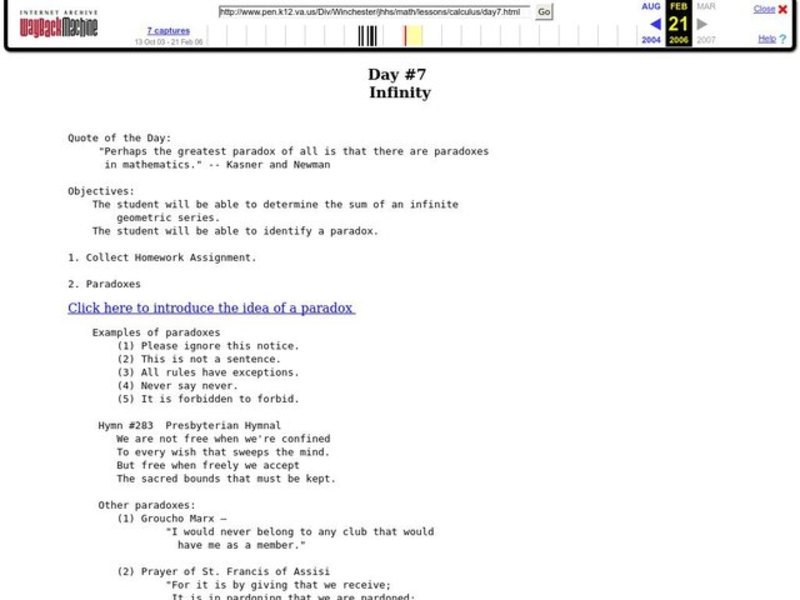 Infinity Lesson Plan