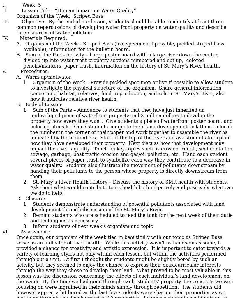 Human Impact on Water Quality Lesson Plan