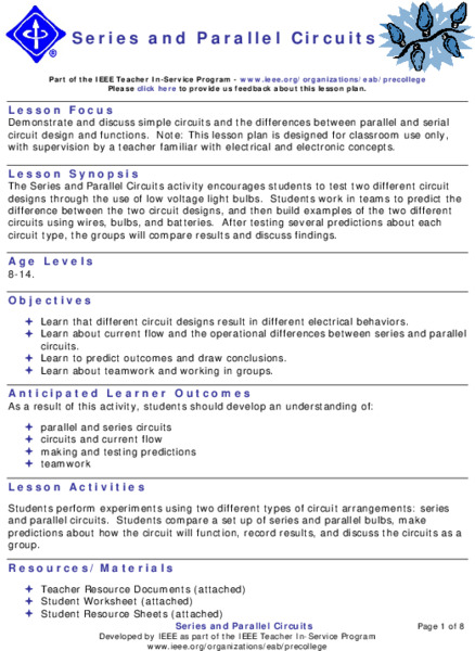 Series and Parallel Circuits Lesson Plan