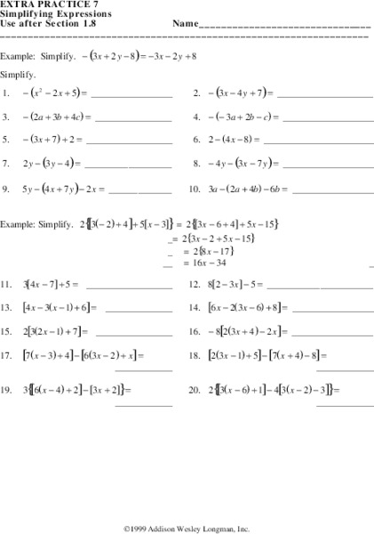 Simplifying Expressions Lesson Plan