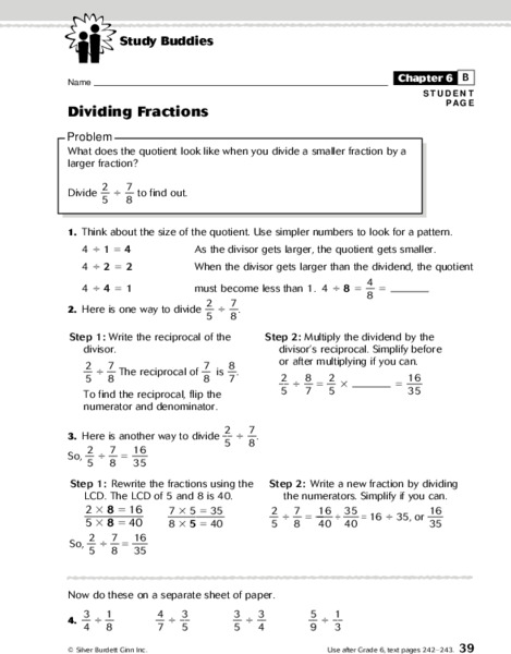 Dividing Fractions Lesson Plan