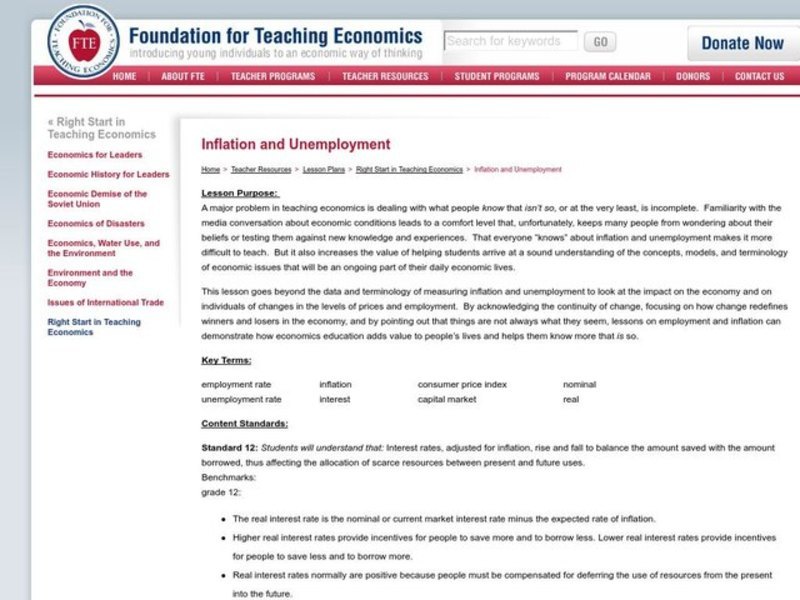 Inflation and Unemployment Lesson Plan