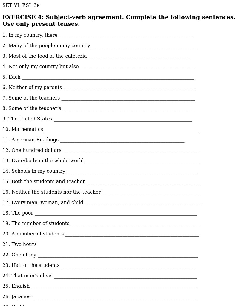 Subject-verb Agreement Worksheet