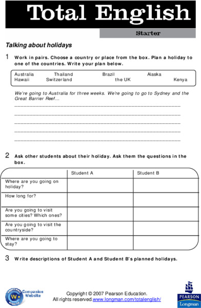 Total English Starter 13 Worksheet