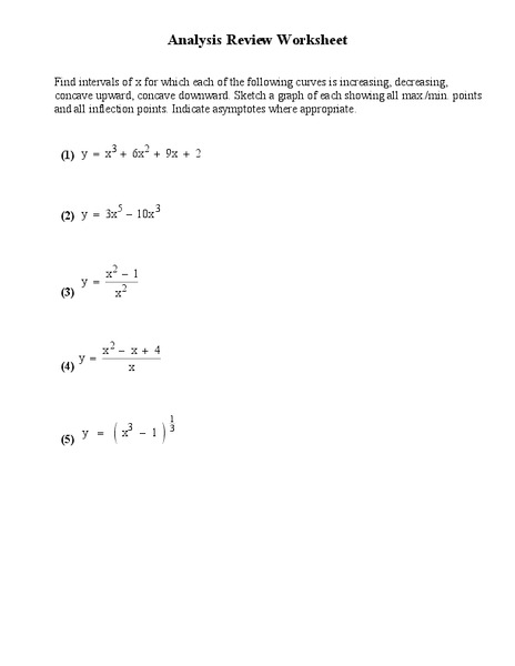 Inflection Points Worksheet