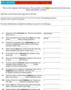 Adjectives Ending in -ing and -ed Interactive