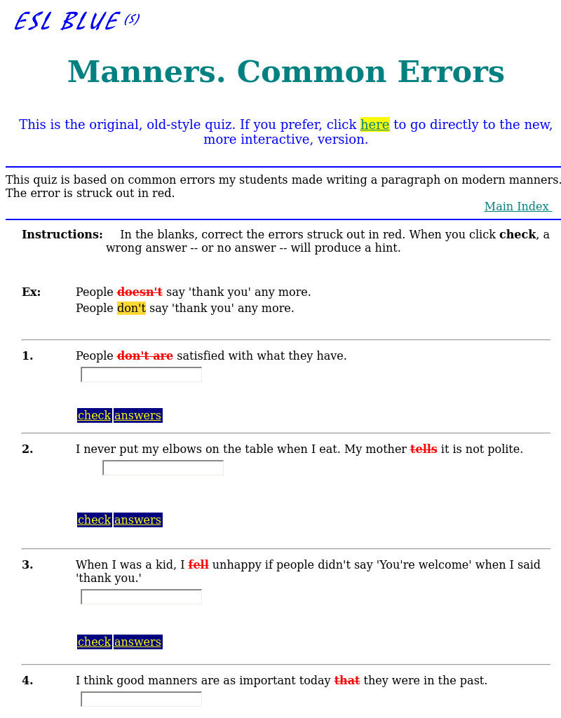Manners: Common Errors Interactive