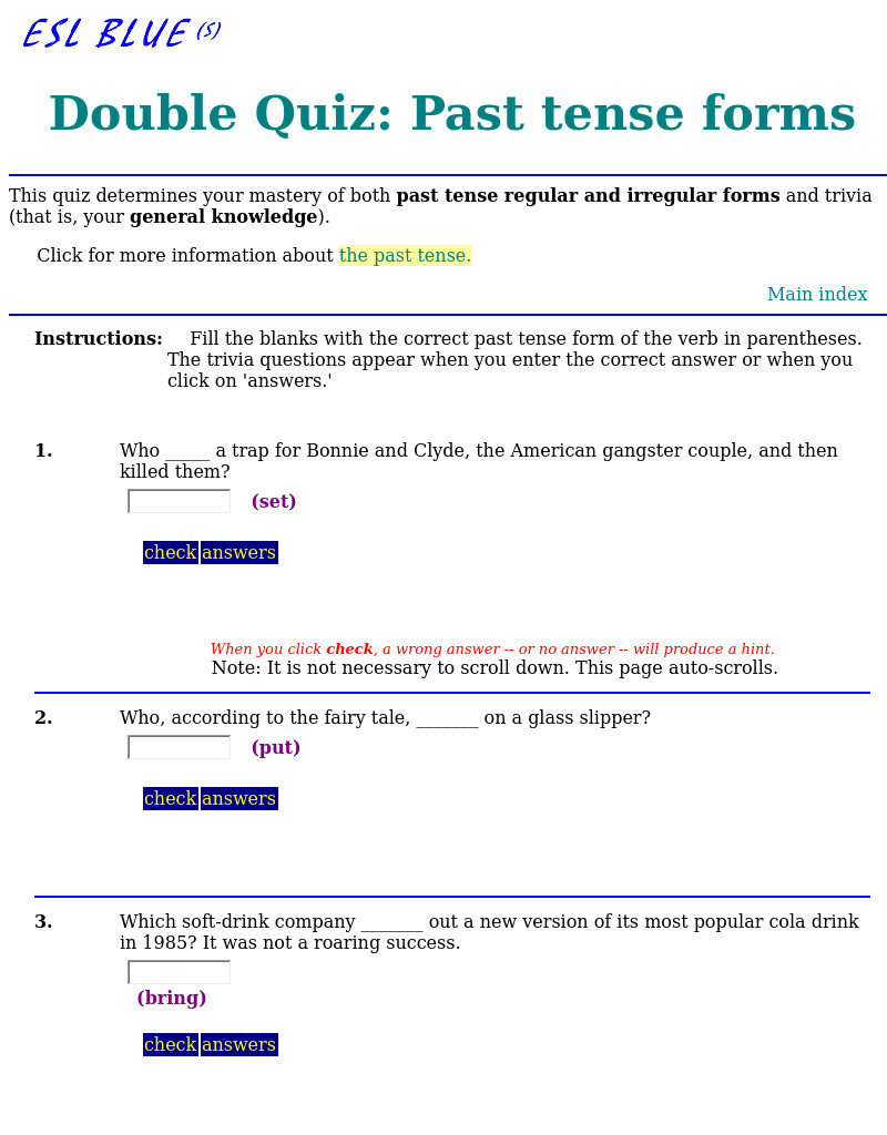Past tense forms Interactive