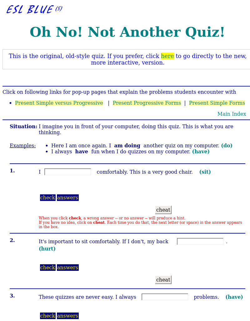 Oh No! Not Another Quiz! Interactive