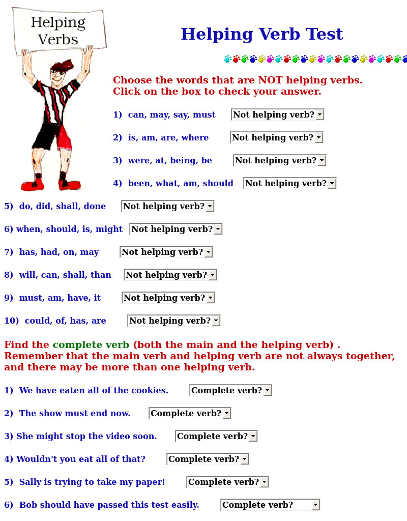 Helping Verb Test Interactive