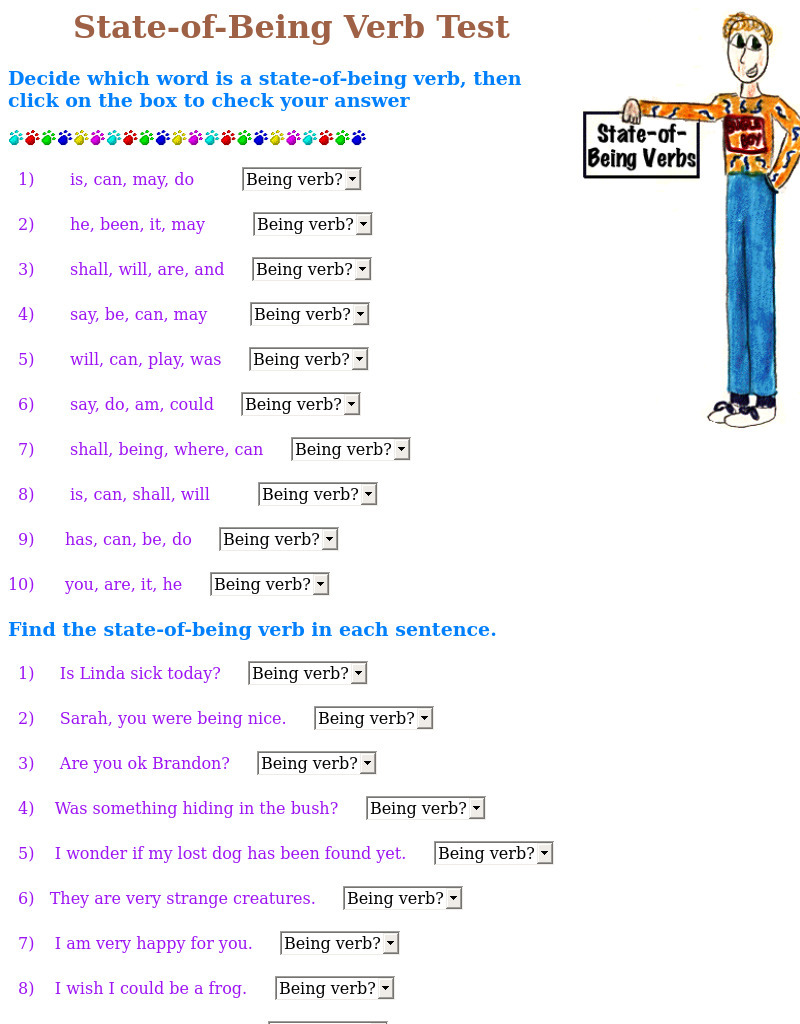 State-of-Being Verb Test Interactive