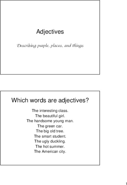 Adjectives Worksheet