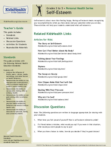 Self-Esteem: Grades 3-5 Lesson Plan