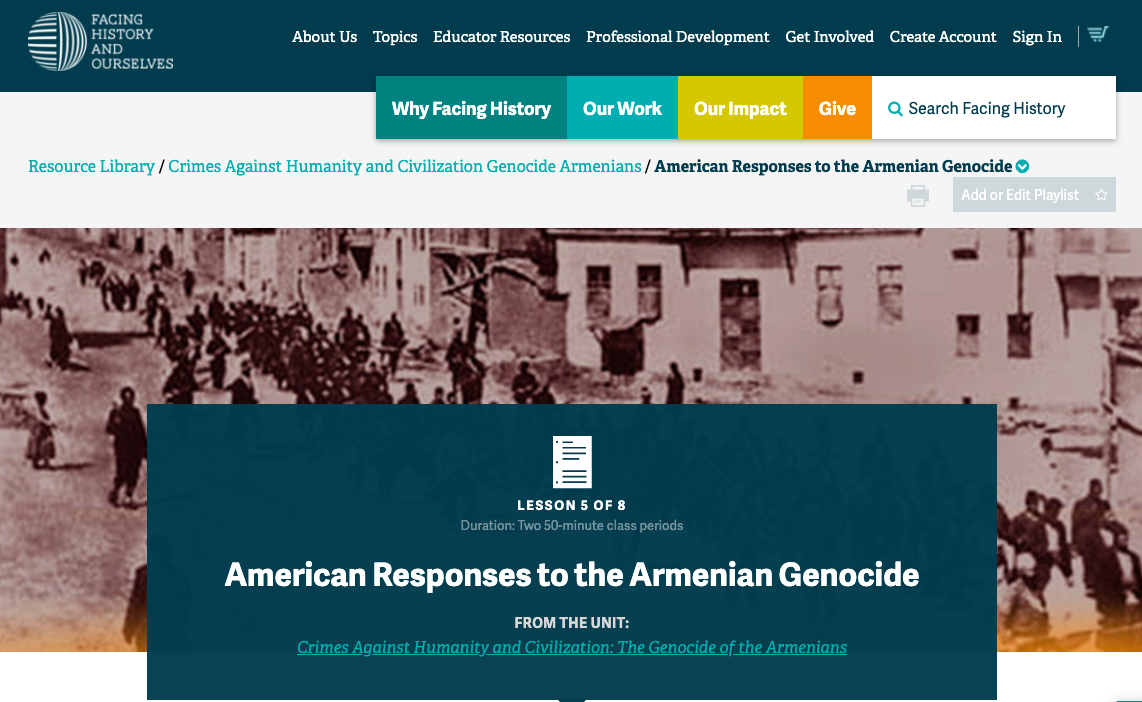 American Responses to the Armenian Genocide Lesson Plan