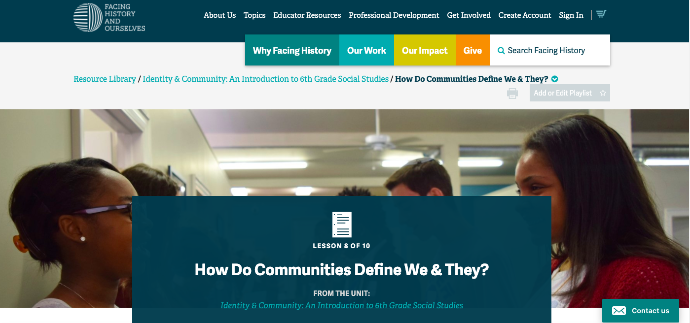 How Do Communities Define We and They? Lesson Plan
