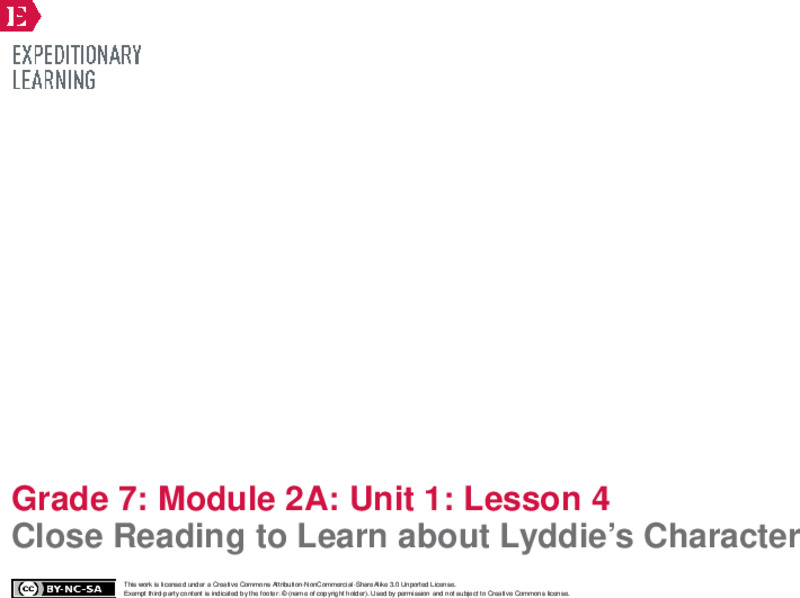 Close Reading to Learn about Lyddie’s Character Lesson Plan