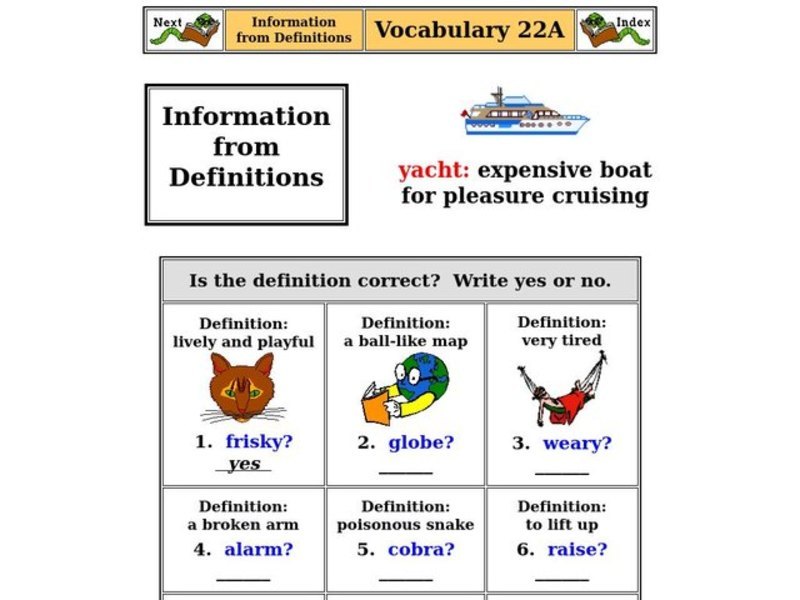 Information From Definitions Worksheet