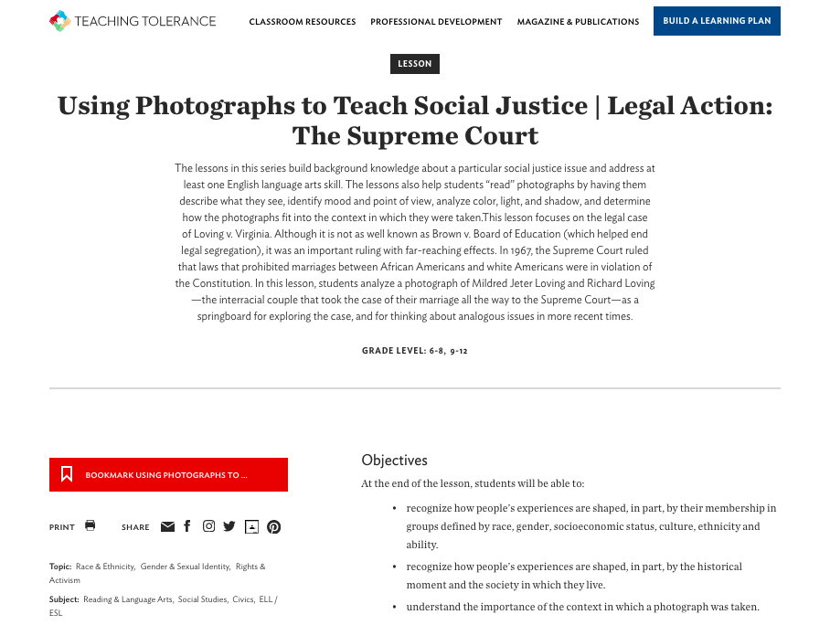 Using Photographs to Teach Social Justice | Legal Action: The Supreme Court Lesson Plan