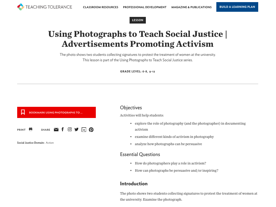 Using Photographs to Teach Social Justice | Advertisements Promoting Activism Lesson Plan