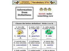 Information From Definitions Worksheet