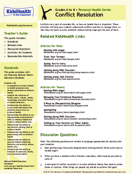 Conflict Resolution: Grades 6-8 Lesson Plan
