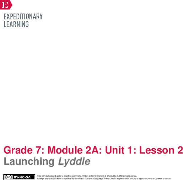 Launching Lyddie Lesson Plan