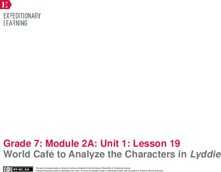 World Café to Analyze the Characters in Lyddie Lesson Plan