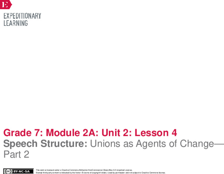 Speech Structure: Unions as Agents of Change— Part 2 Lesson Plan
