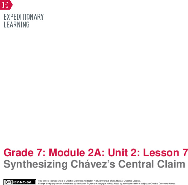 Synthesizing Chávez’s Central Claim Lesson Plan