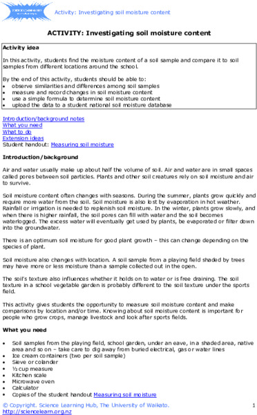 Investigating Soil Moisture Content Activity