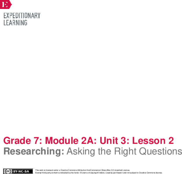 Researching: Asking the Right Questions Lesson Plan
