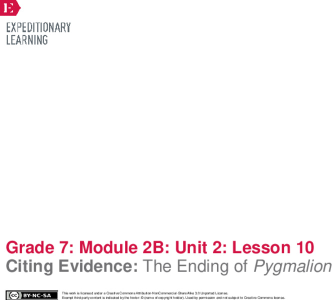 Citing Evidence: The Ending of Pygmalion Lesson Plan