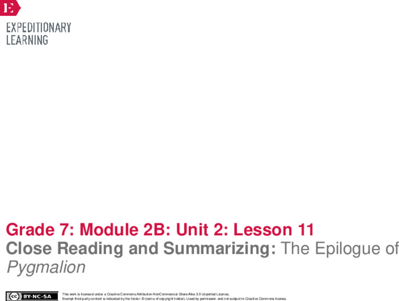 Close Reading and Summarizing: The Epilogue of Pygmalion Lesson Plan
