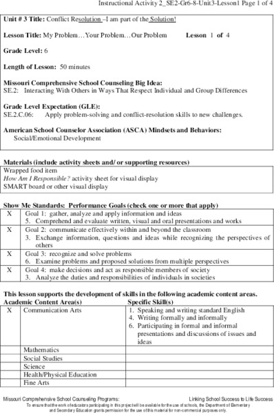 My Problem…Your Problem…Our Problem Lesson Plan