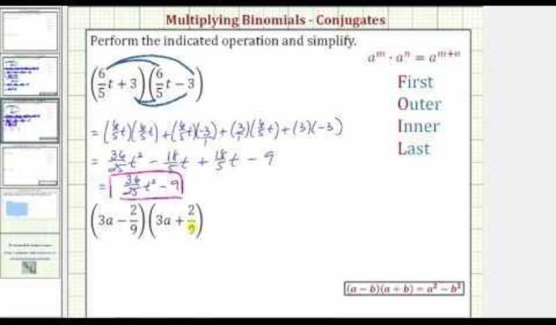 Multiplying Binomial Conjugates with Fractions (Example) Instructional Video