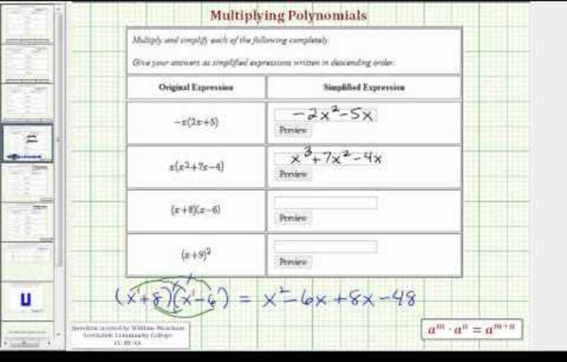 Polynomial Multiplication (Example 1) Instructional Video