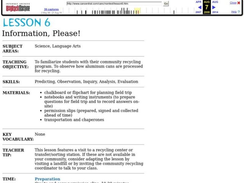 Information, Please! Lesson Plan