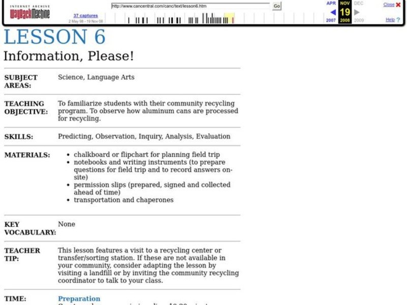 Information, Please! Lesson Plan