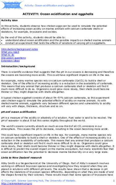 Ocean Acidification and Eggshells Activity