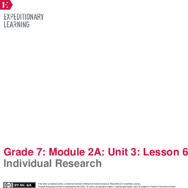 Individual Research Lesson Plan