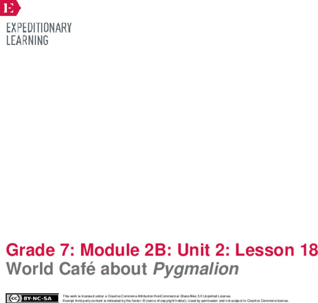 World Café about Pygmalion Lesson Plan