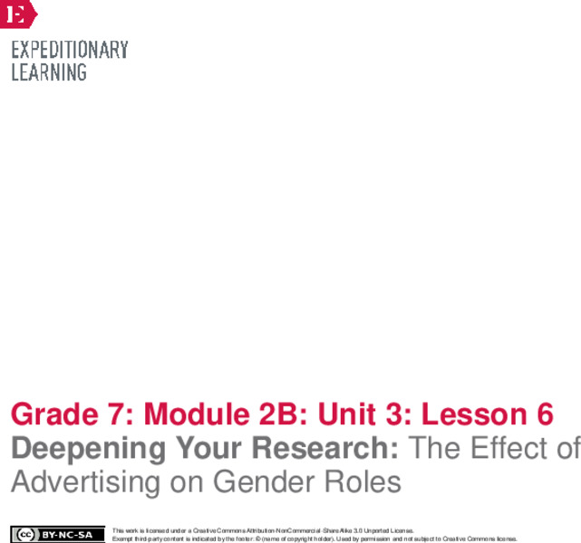 Deepening Your Research: The Effect of Advertising on Gender Roles Lesson Plan