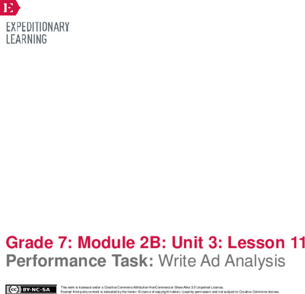 Performance Task: Write Ad Analysis Lesson Plan