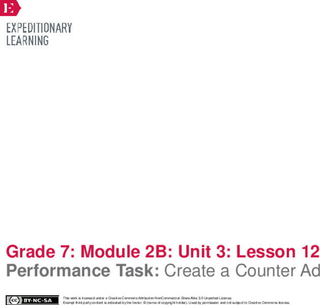 Performance Task: Create a Counter Ad Lesson Plan