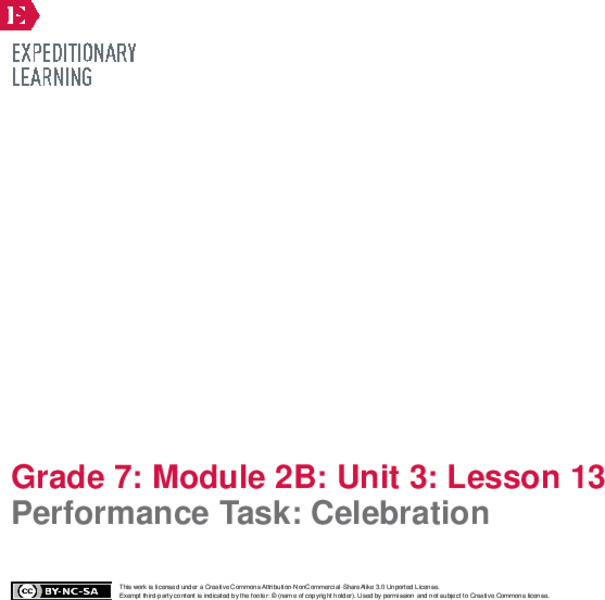 Performance Task: Celebration Lesson Plan