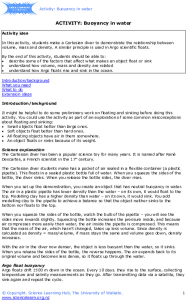 Buoyancy in Water Activity
