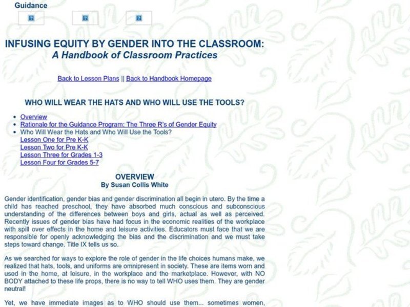 Infusing Equity By Gender Into the Classroom Lesson Plan